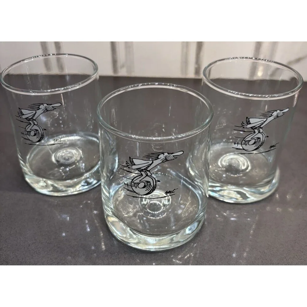 Set of 3 Vintage B.C. Comics Thor Caveman Ice Age Tumblers Glasses - Johnny Hart